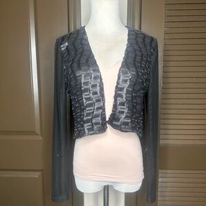 CACHE. Black Sequin & Sheer Evening Jacket